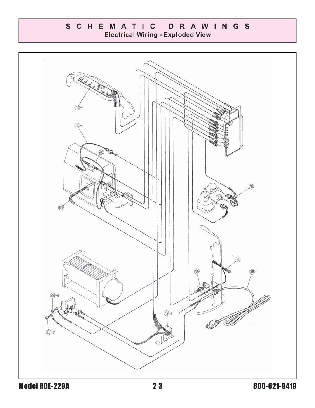 Rinnai RCE-229A installation instructions Electrical Wiring Exploded View 