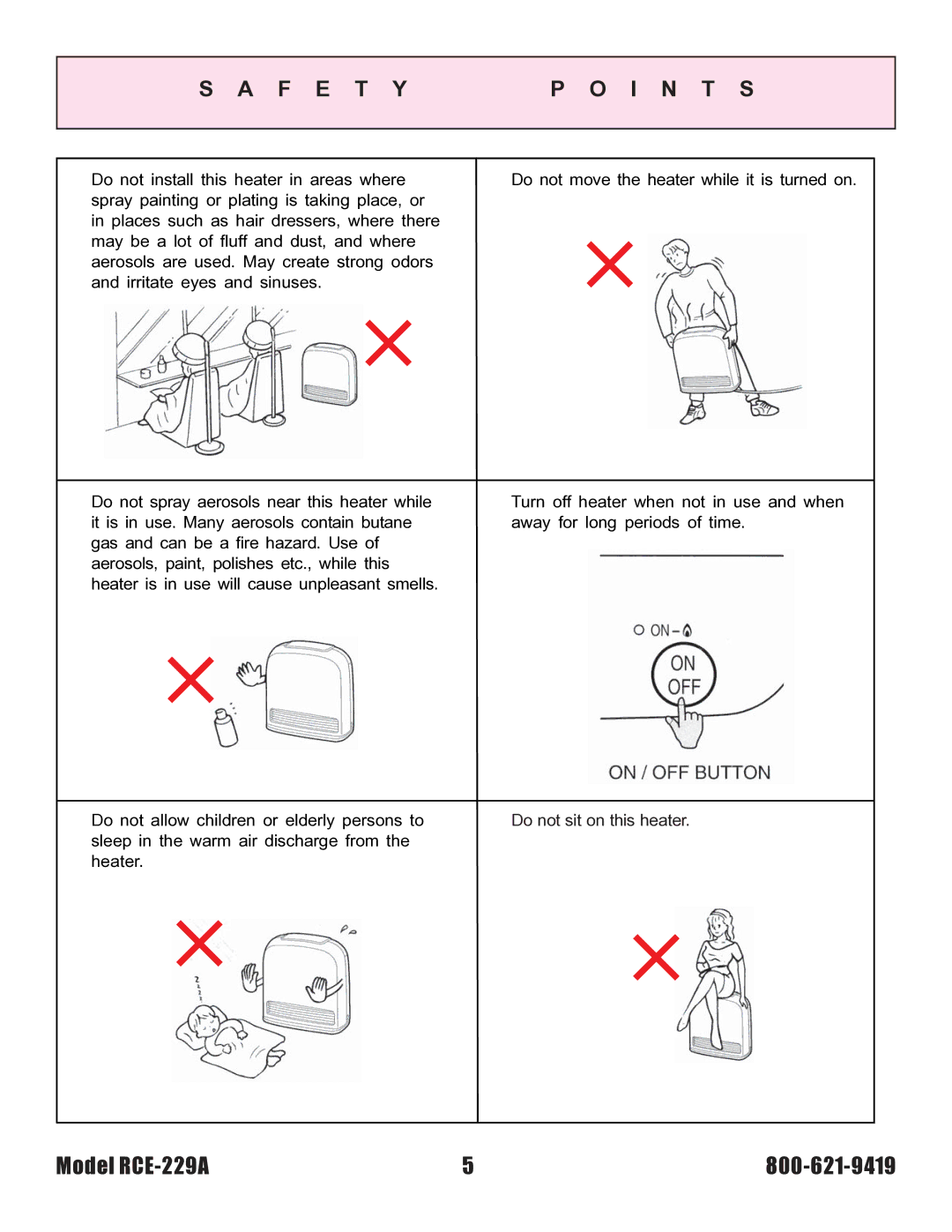 Rinnai RCE-229A installation instructions F E T Yp O I N T S 