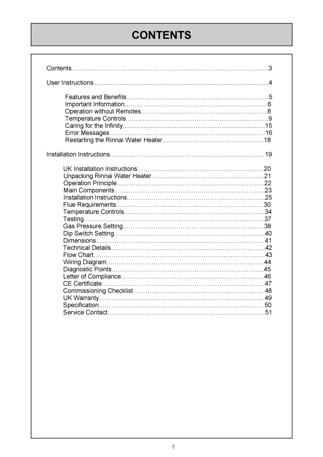 Rinnai REU - 16 FUA - E user manual Contents 