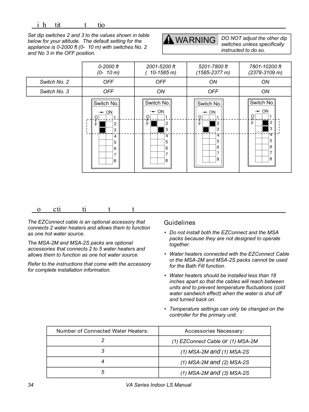 Rinnai REU-VA3237FFU installation manual High Altitude Installations, Connecting Multiple Water Heaters, Guidelines 