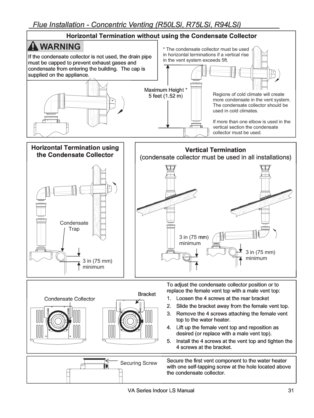 Rinnai REU-VA3237FFU installation manual Securing Screw, VA Series Indoor LS Manual 