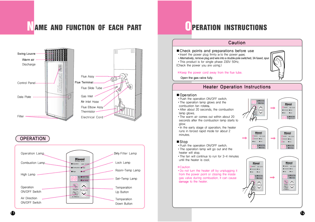 Rinnai RHFE-1510F manual Open the gas valve fully 