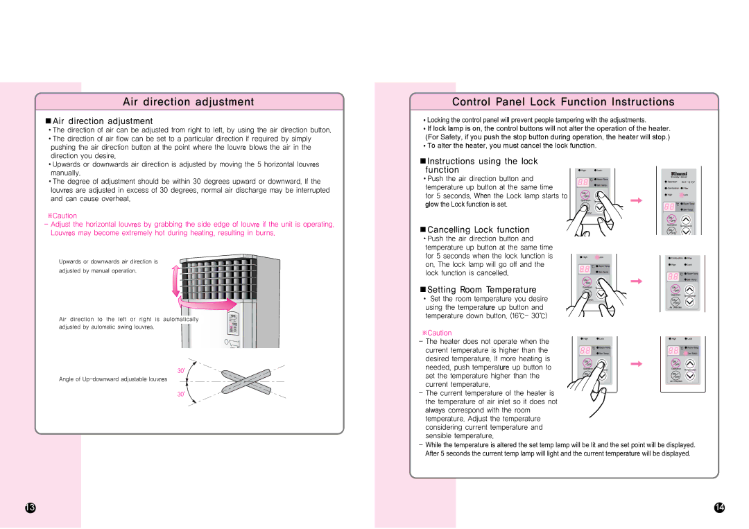 Rinnai RHFE-1510F manual When Glow the Lock function is set Ure Always 