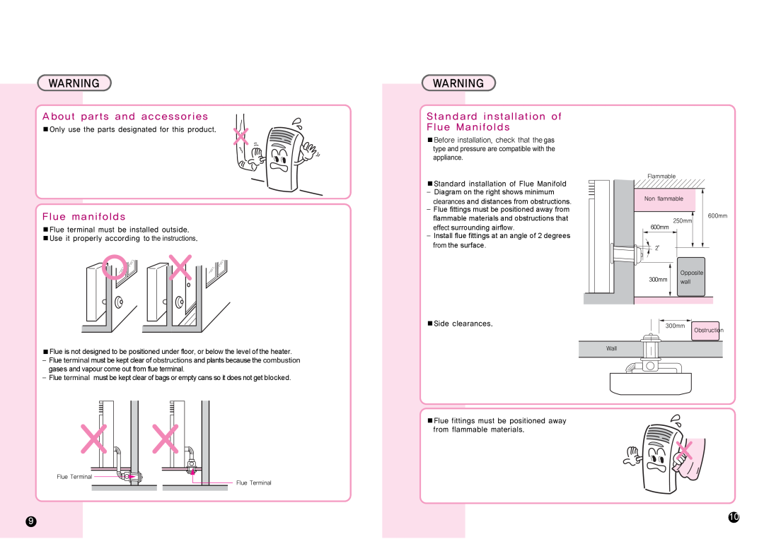 Rinnai RHFE-1510F manual gases and vapour come out from flue terminal 