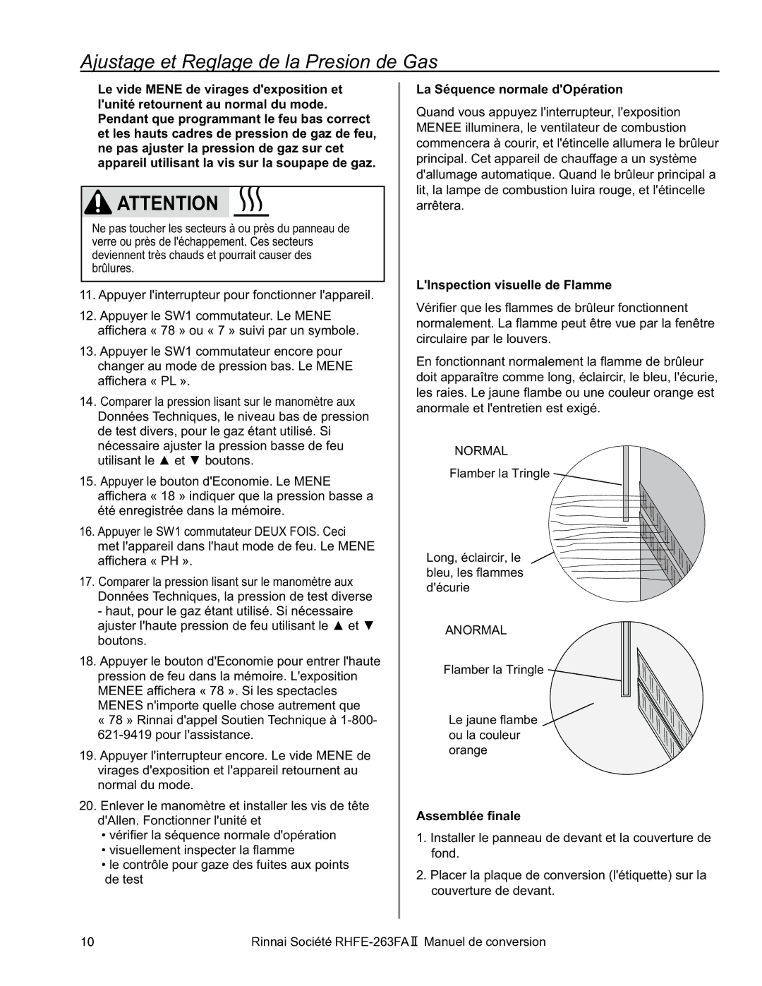 Rinnai RHFE-263FA II manual La Séquence normale dOpération 