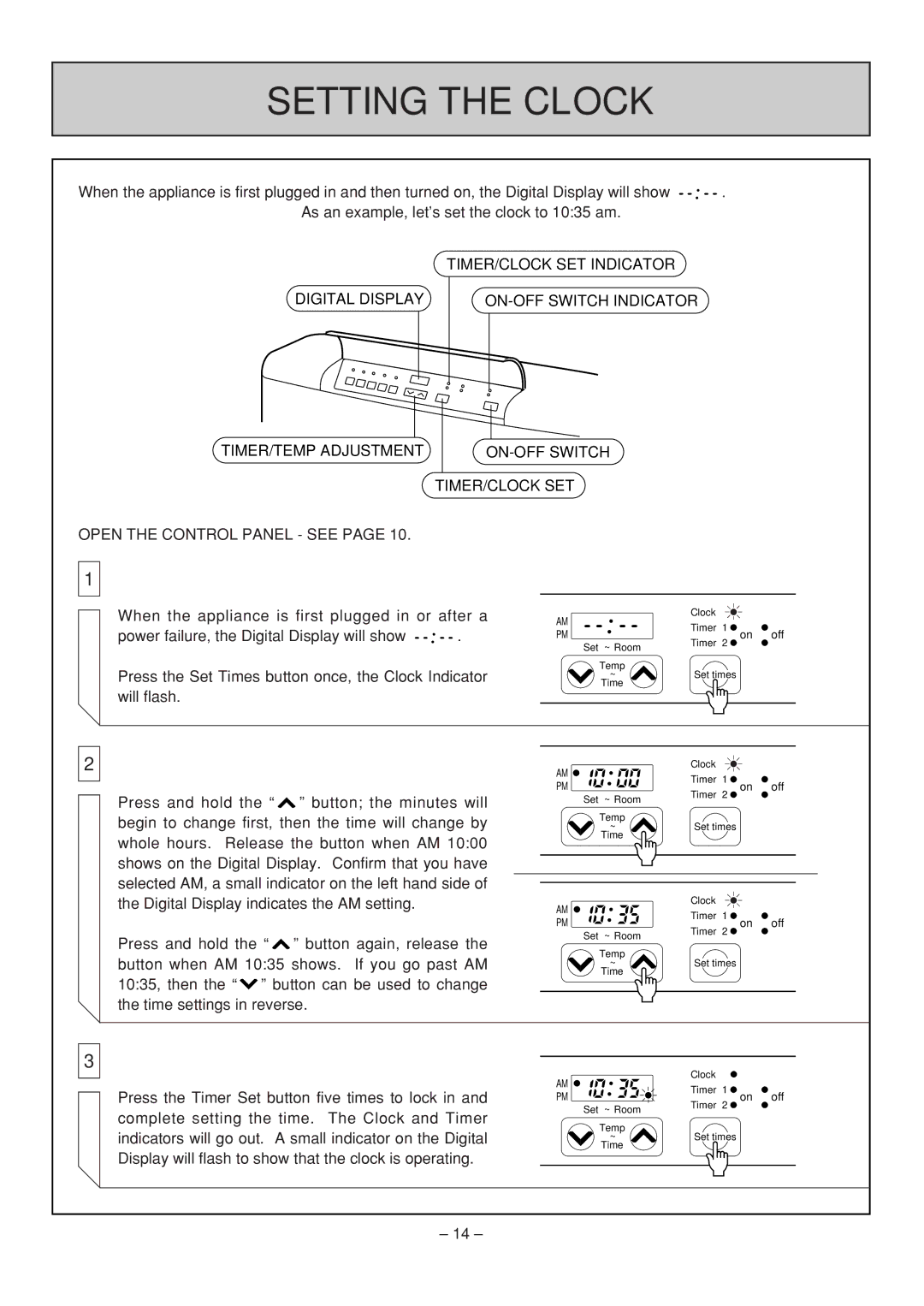 Rinnai RHFE-308 FTR user manual Setting the Clock 