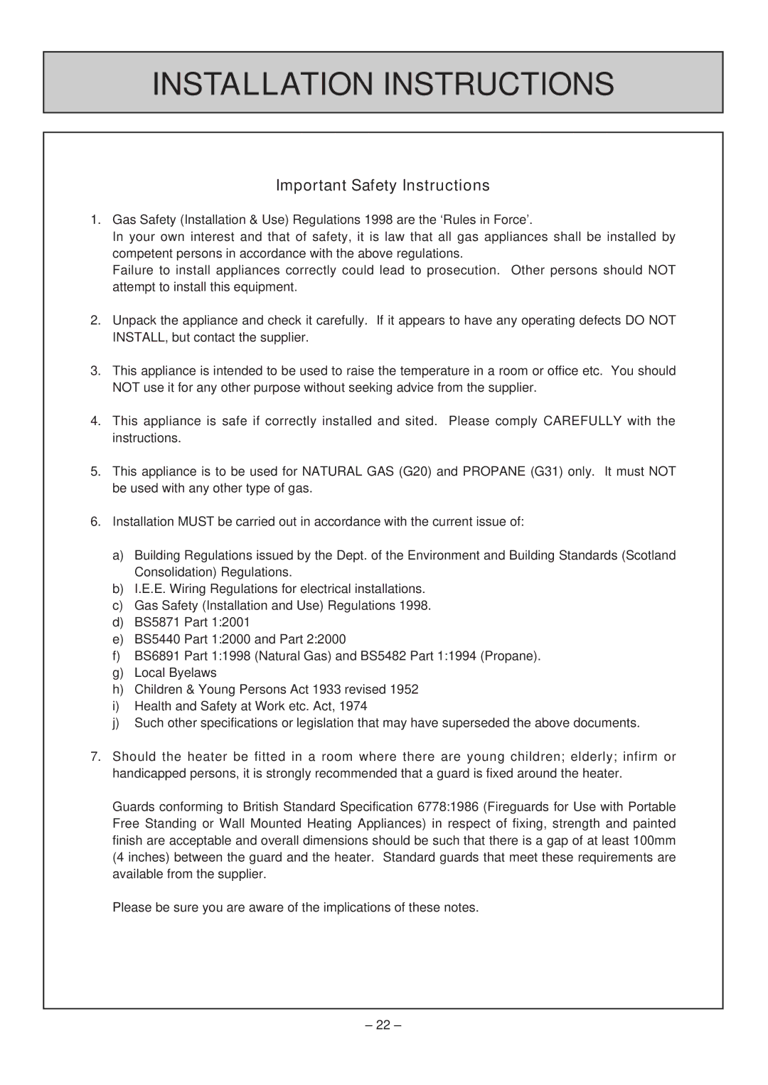 Rinnai RHFE-308 FTR user manual Installation Instructions, Important Safety Instructions 