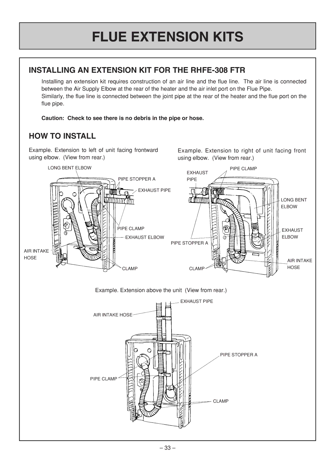 Rinnai user manual Flue Extension Kits, Installing AN Extension KIT for the RHFE-308 FTR, HOW to Install 