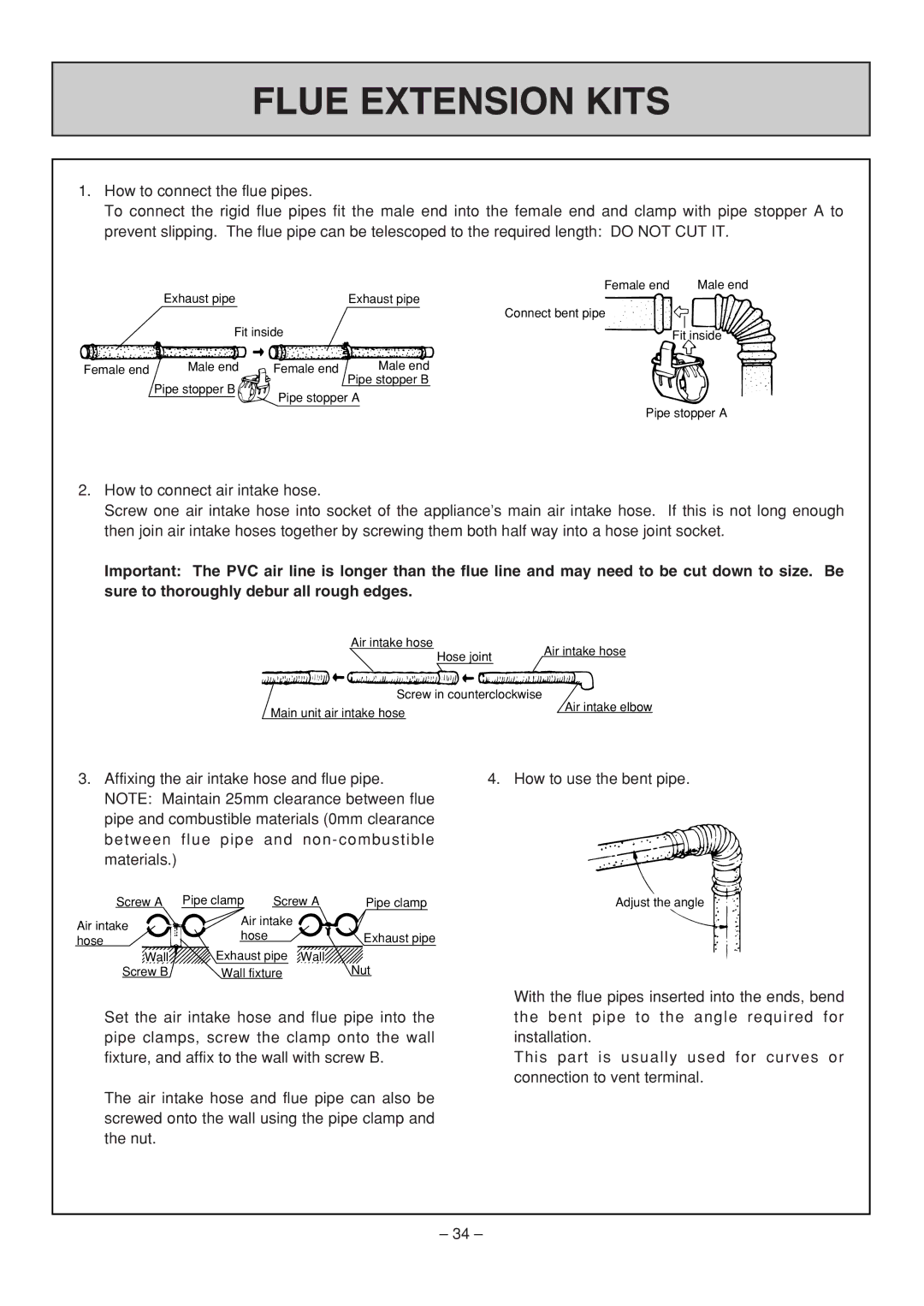 Rinnai RHFE-308 FTR user manual Air intake hose Hose joint 