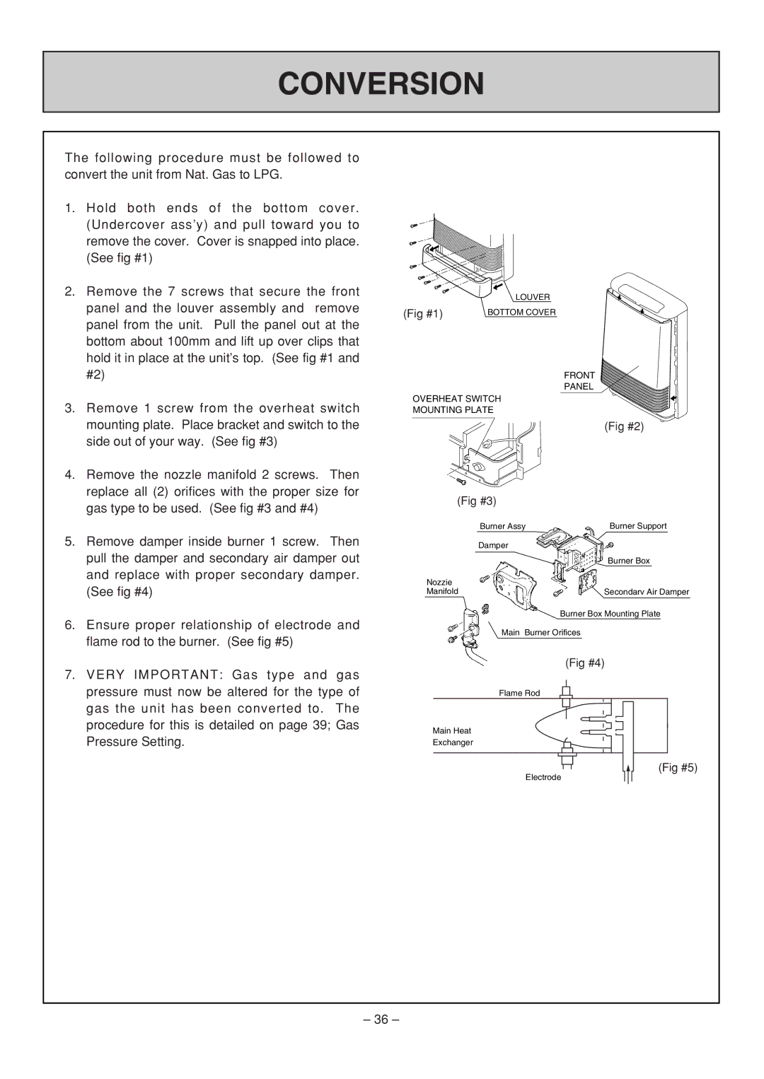 Rinnai RHFE-308 FTR user manual Conversion, Fig #2 Fig #3 