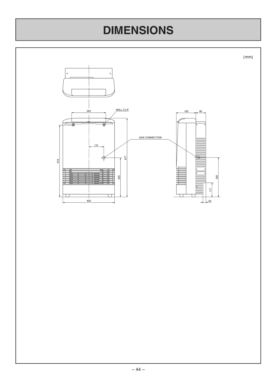 Rinnai RHFE-308 FTR user manual Dimensions 