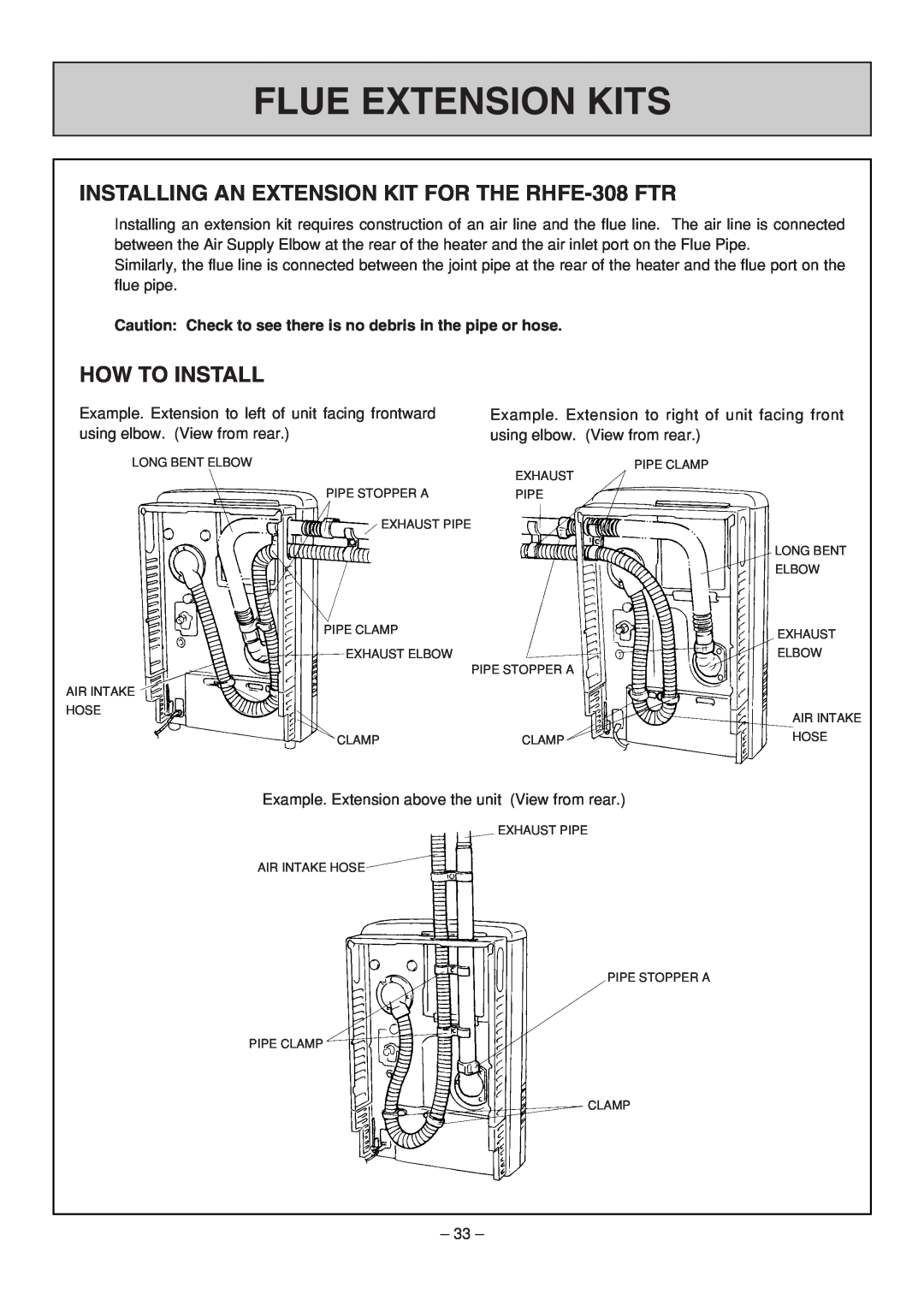 Rinnai RHFE-308 FTR user manual Flue Extension Kits, INSTALLING AN EXTENSION KIT FOR THE RHFE-308FTR, How To Install 
