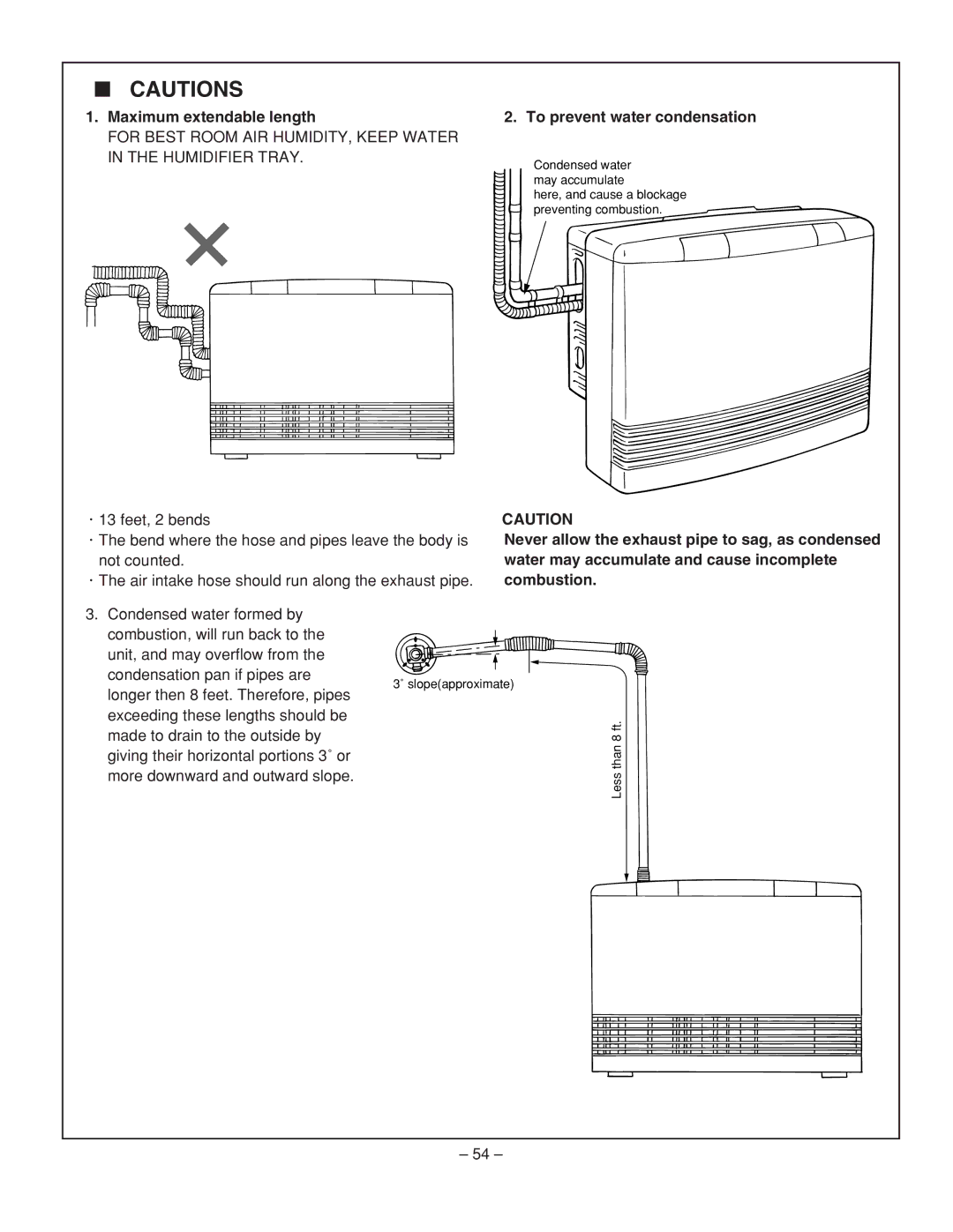 Rinnai RHFE-431FA installation manual Maximum extendable length, To prevent water condensation 