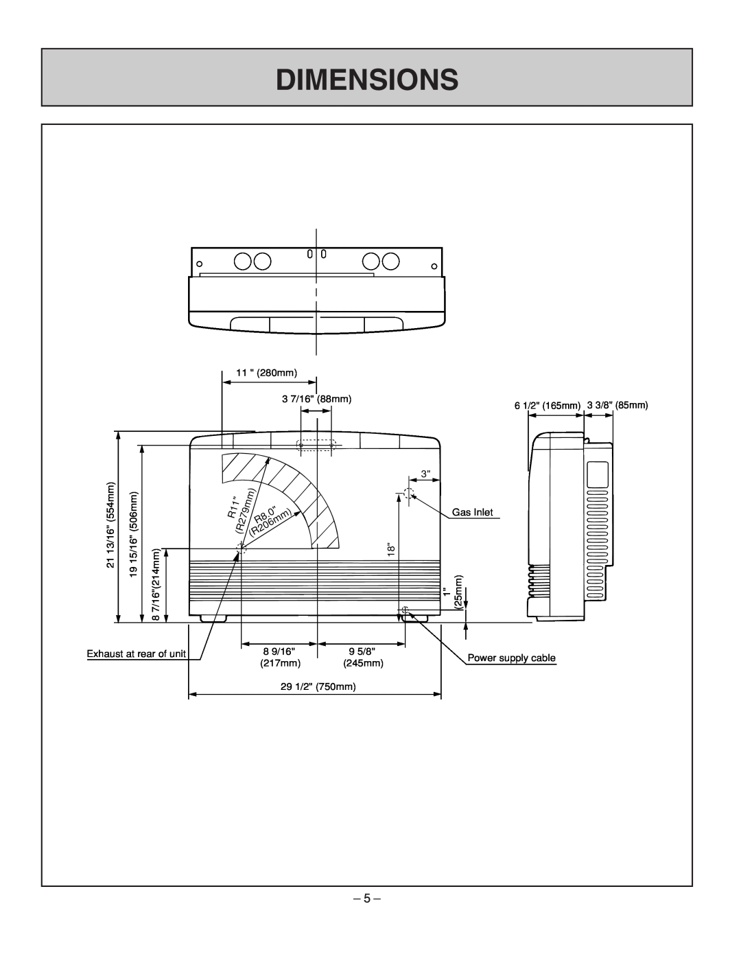 Rinnai RHFE-431FA installation manual Dimensions 