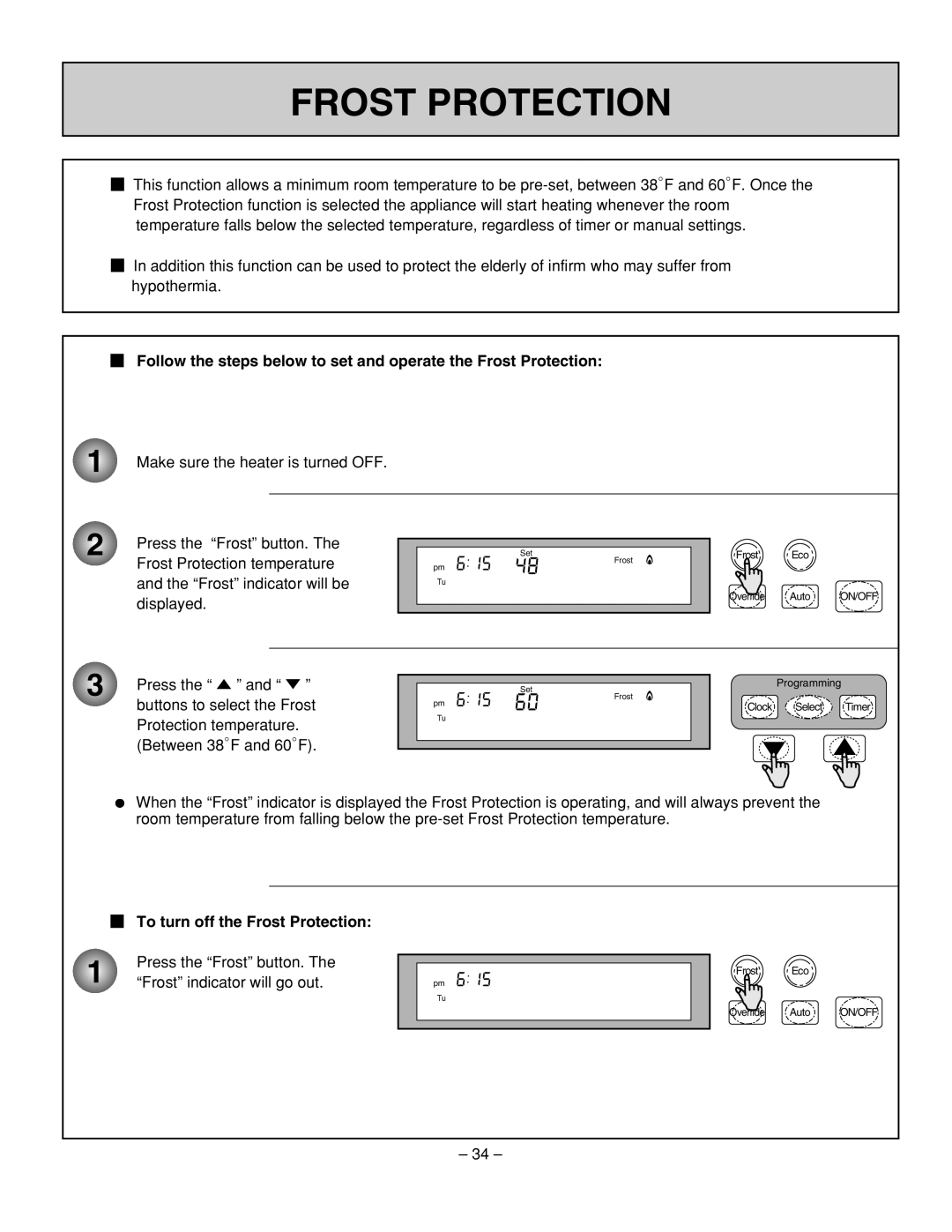 Rinnai RHFE-431WTA installation manual To turn off the Frost Protection 