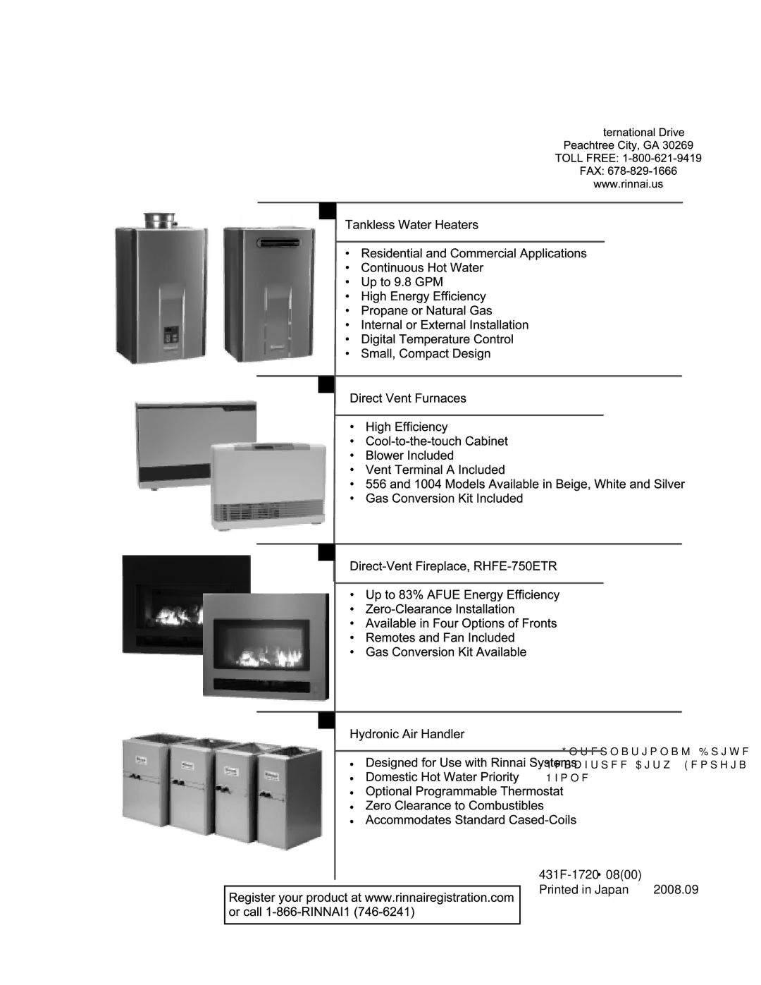 Rinnai RHFE-431WTA installation manual 431F-1720×0800 2008.09 