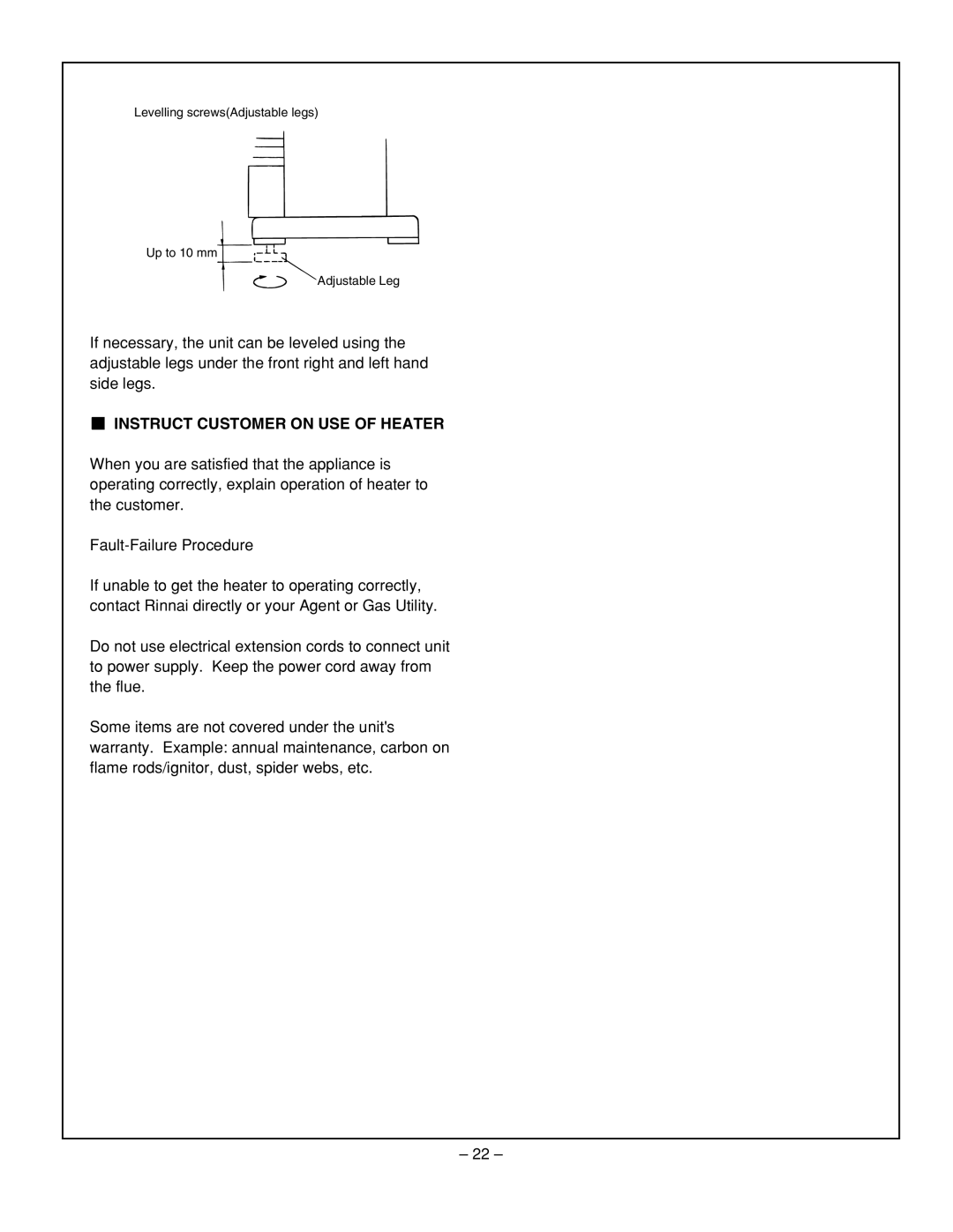 Rinnai RHFE-431WTA installation manual Instruct Customer On Use Of Heater 