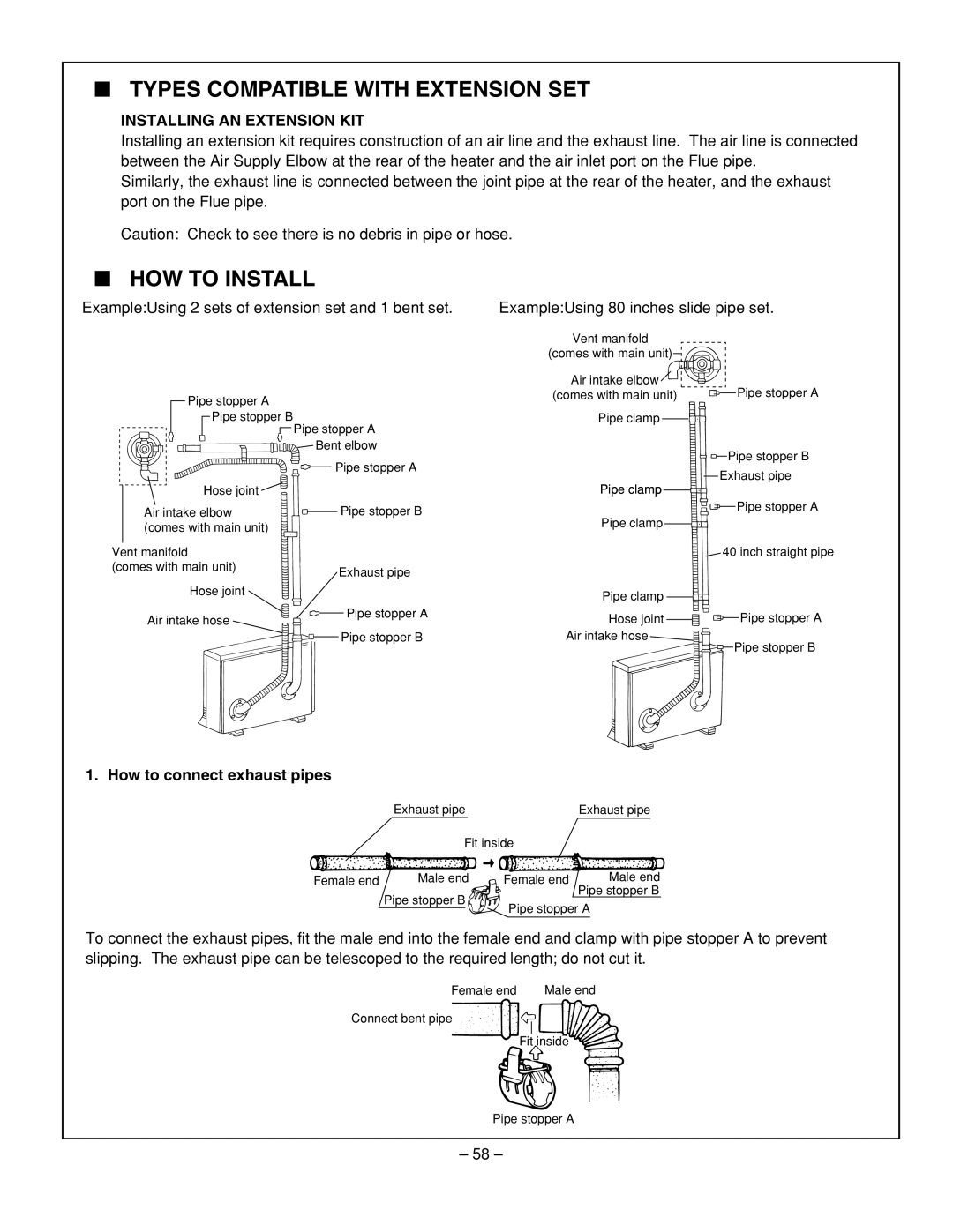 Rinnai RHFE-431WTA installation manual Types Compatible With Extension Set, How To Install, Installing An Extension Kit 