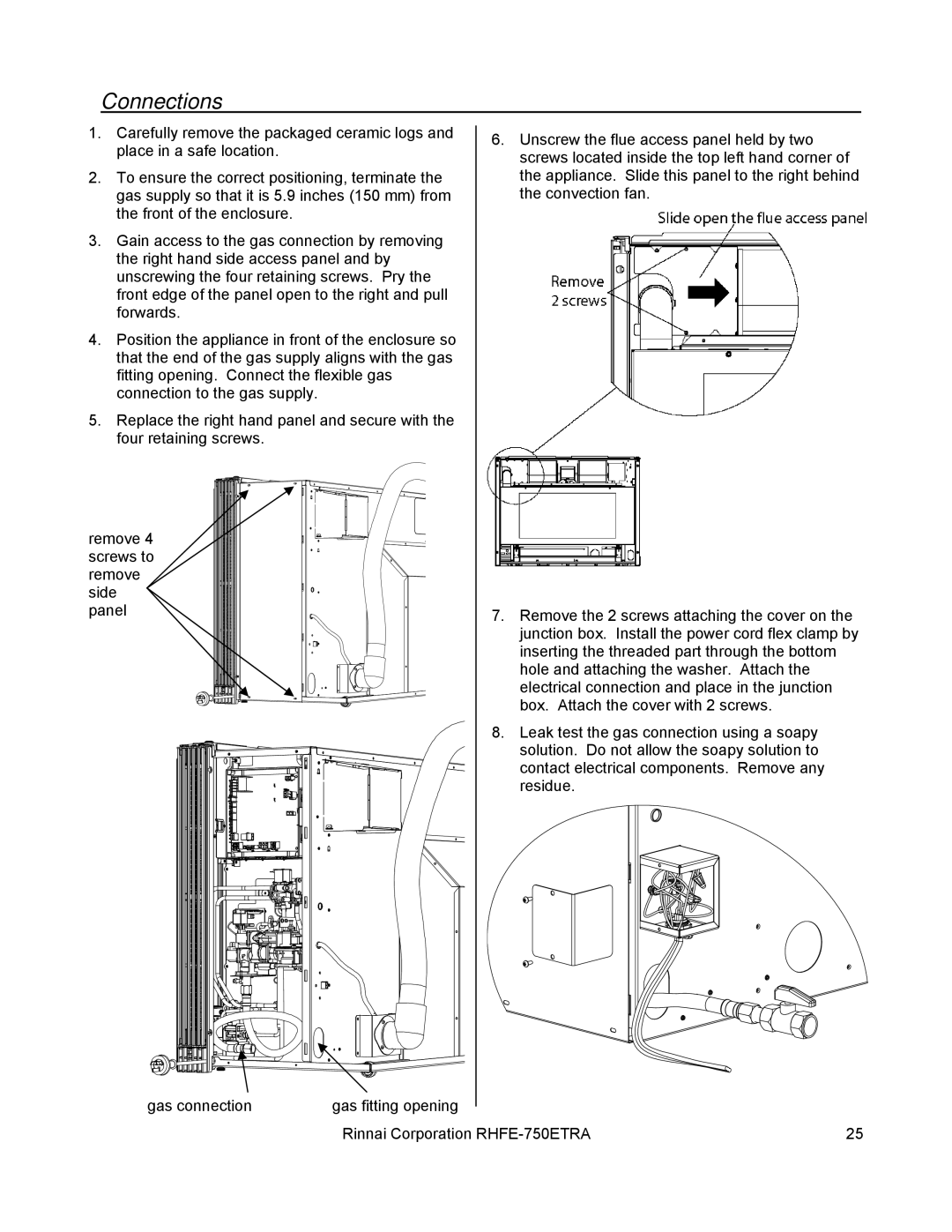 Rinnai RHFE-750ETRA installation manual Connections 