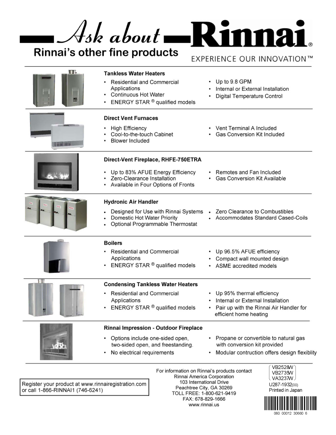 Rinnai RL94E, RL75E installation manual VB2528W VB2735W VA3237W 