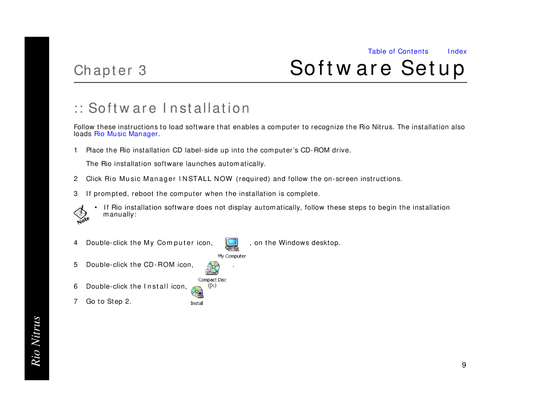 Rio Audio 41000855-004_B manual Software Setup, Software Installation 