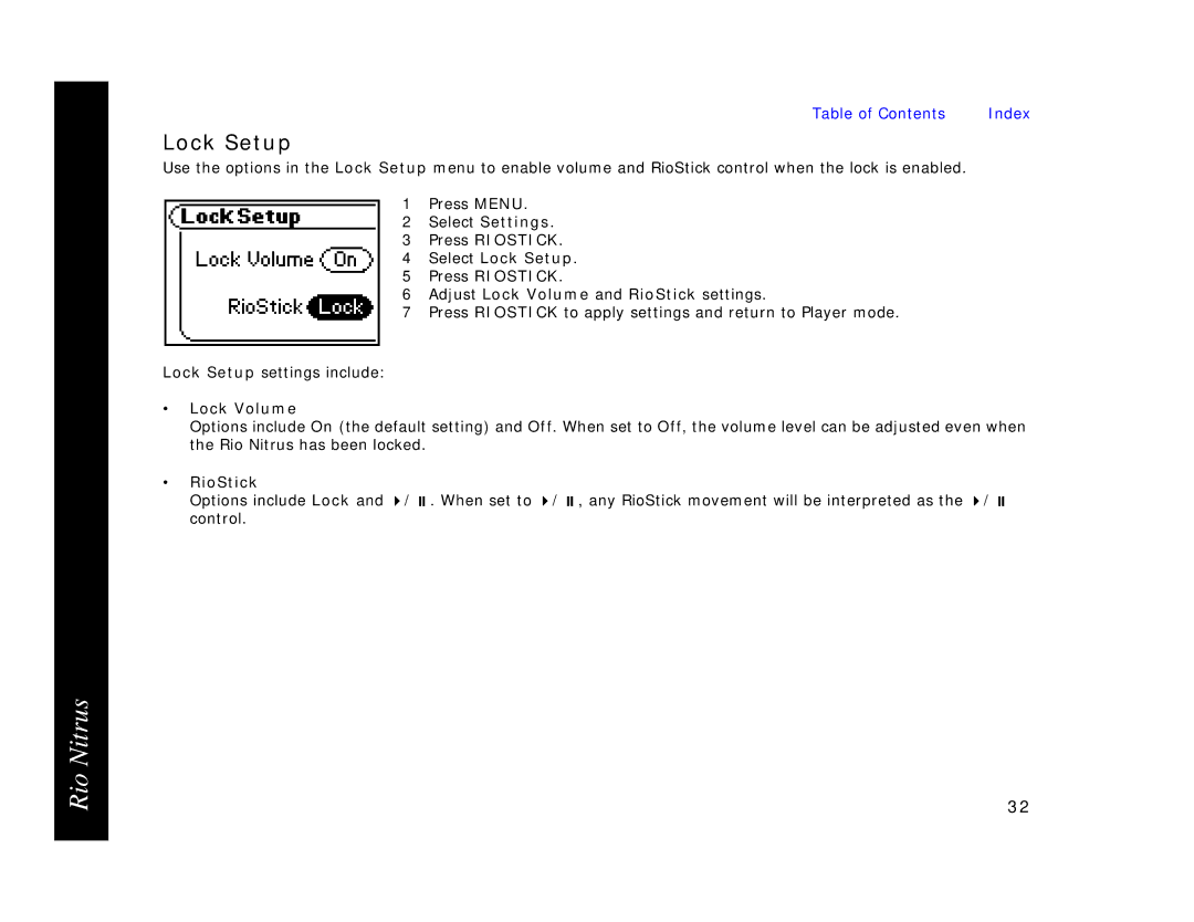 Rio Audio 41000855-004_B manual Lock Setup, Lock Volume, RioStick 