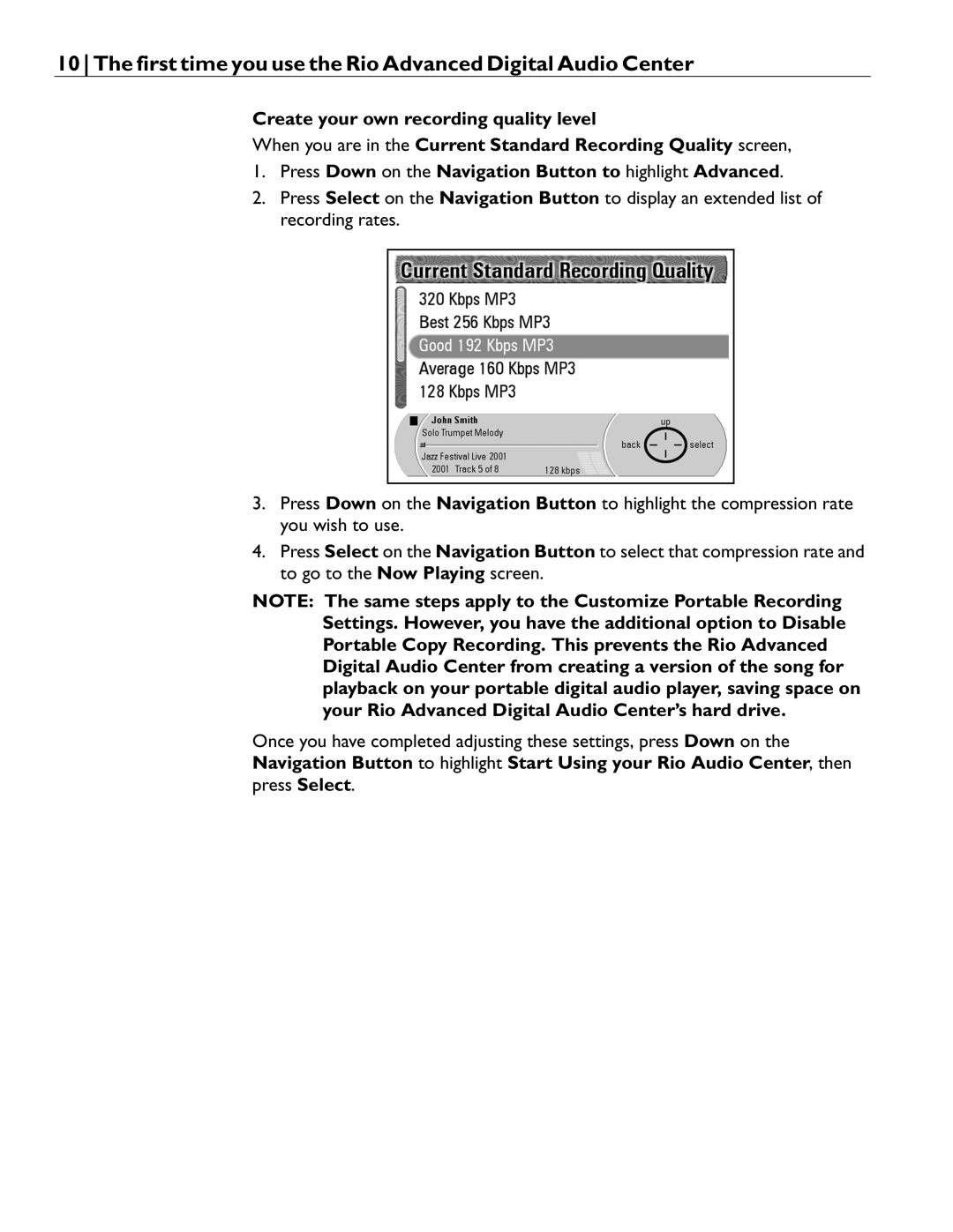 Rio Audio manual First time you use the Rio Advanced Digital Audio Center 