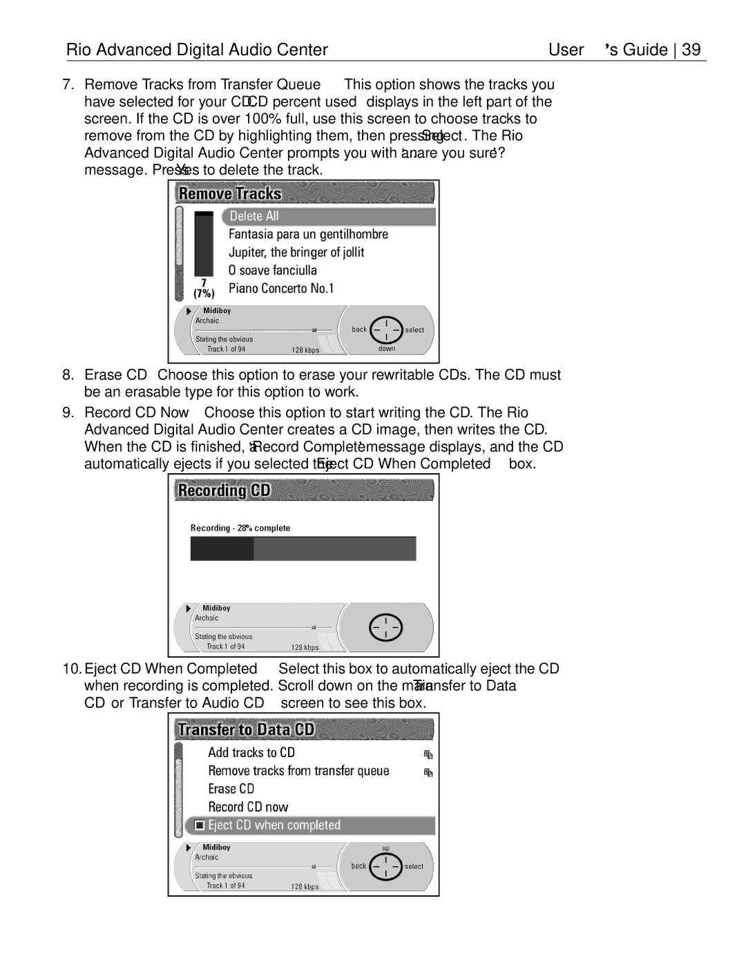 Rio Audio manual Rio Advanced Digital Audio Center 