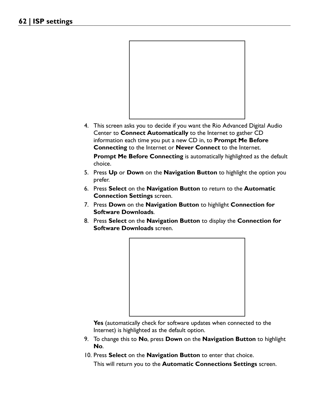 Rio Audio Advanced Digital Audio Center manual ISP settings 