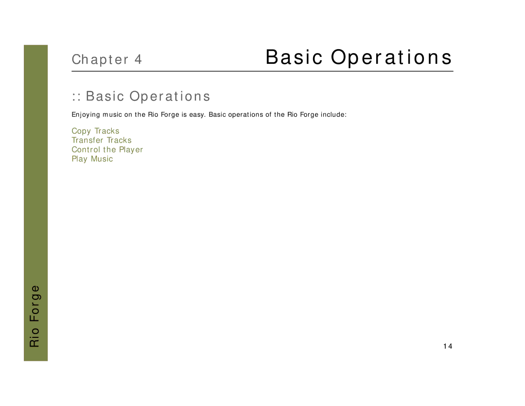 Rio Audio Forge manual Basic Operations 