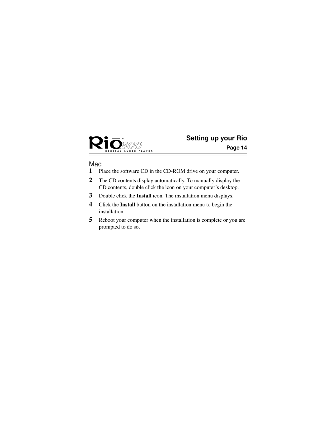 Rio Audio Rio 800 manual Mac 