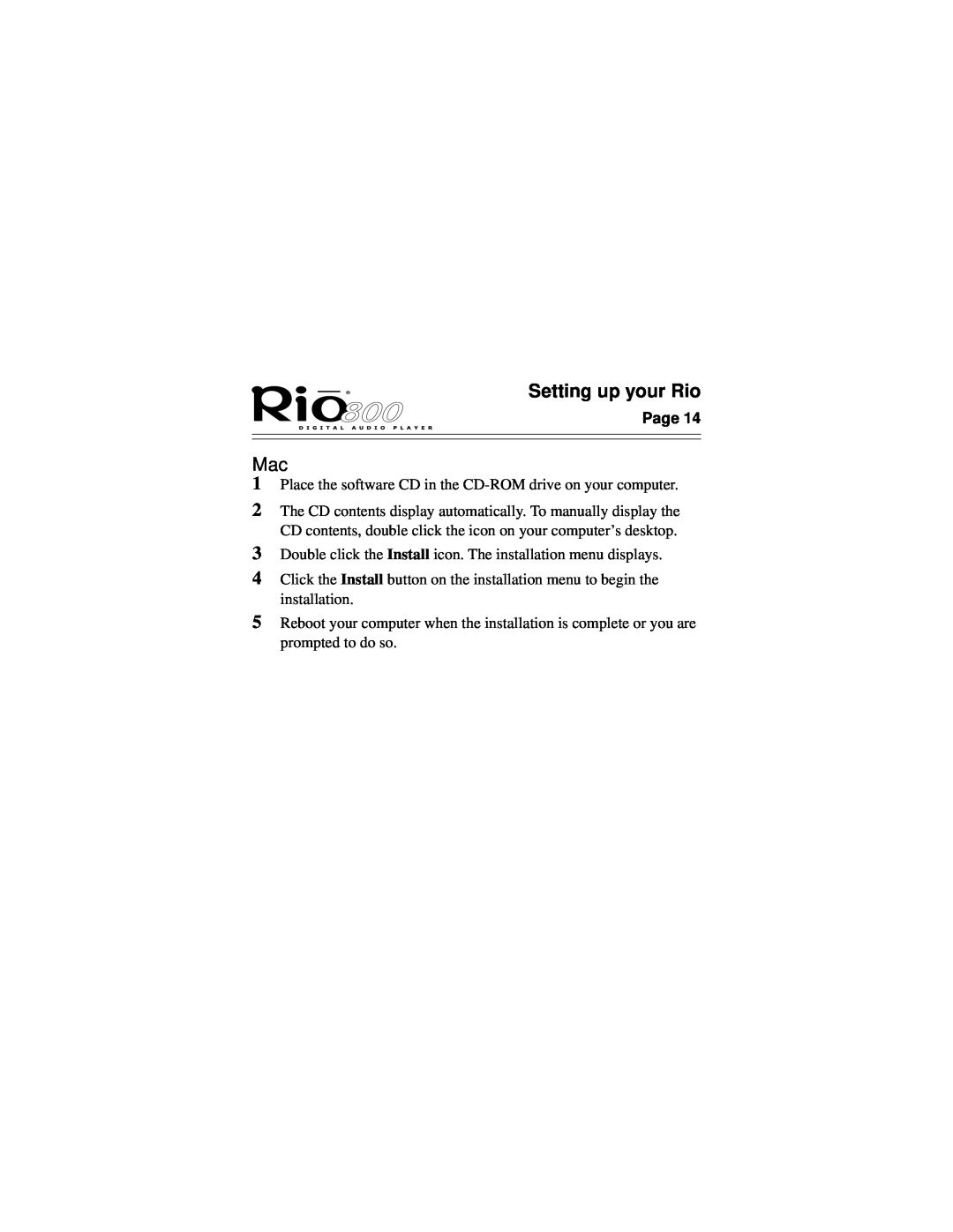 Rio Audio Rio 800 manual Setting up your Rio 