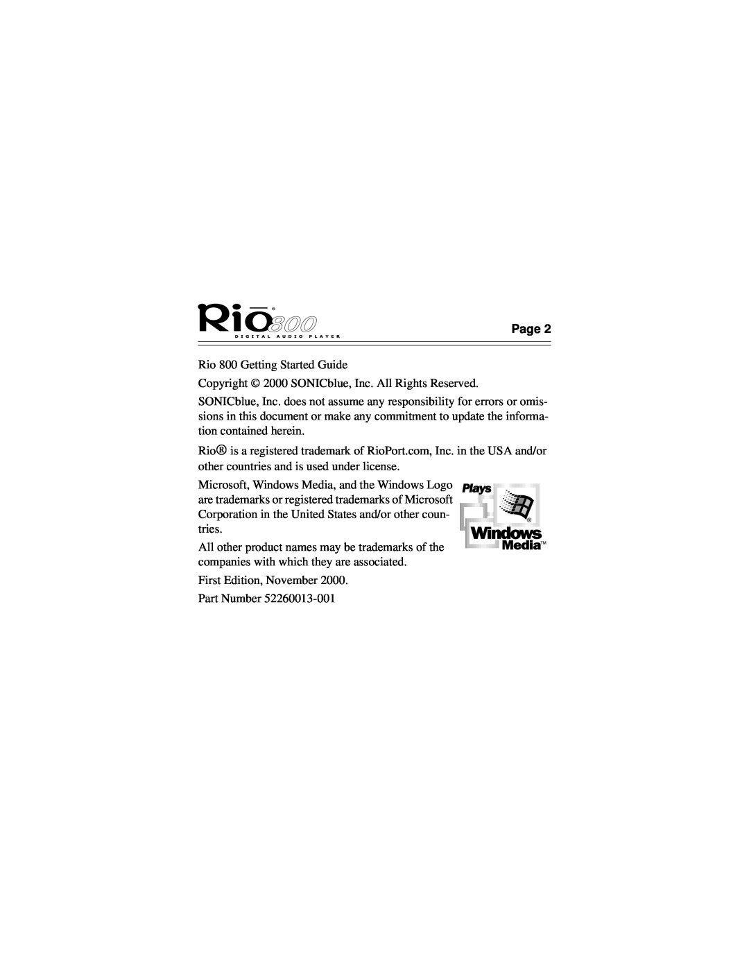 Rio Audio Rio 800 manual Page 