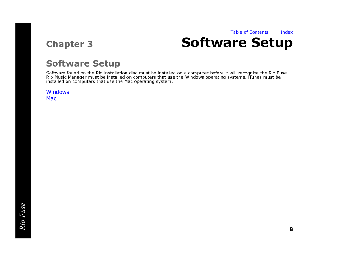 Rio Audio Rio Fuse manual Software Setup 