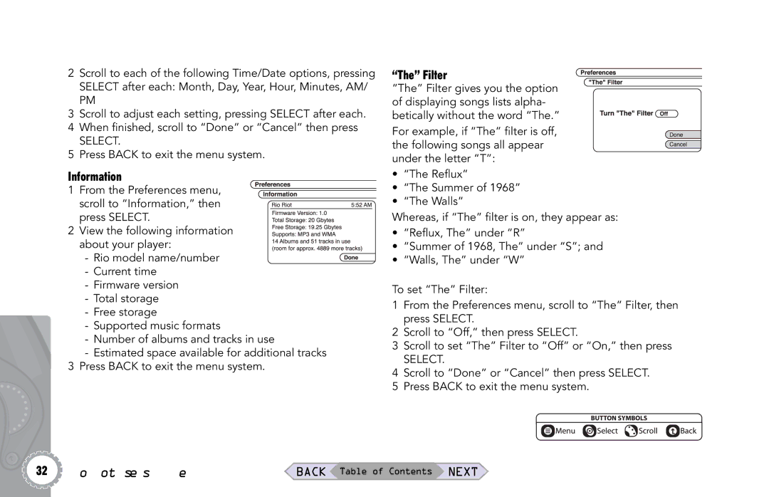 Rio Audio Rio Riot manual Information, Filter 