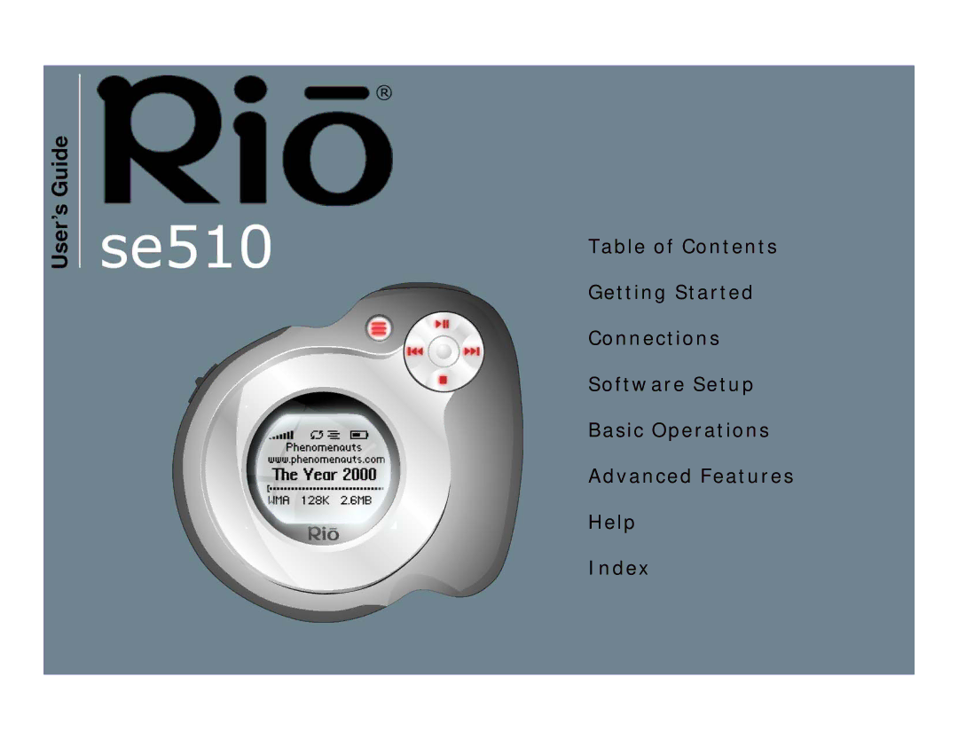 Rio Audio SE510 manual 