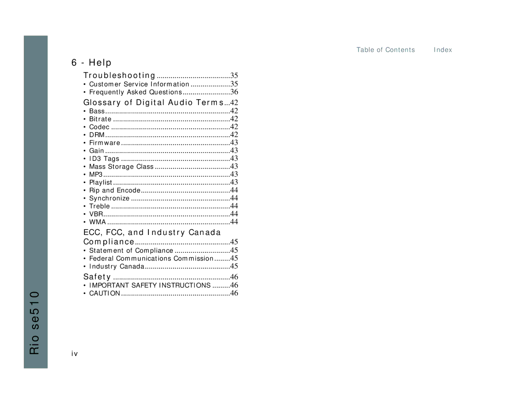 Rio Audio SE510 manual Help, Glossary of Digital Audio Terms 