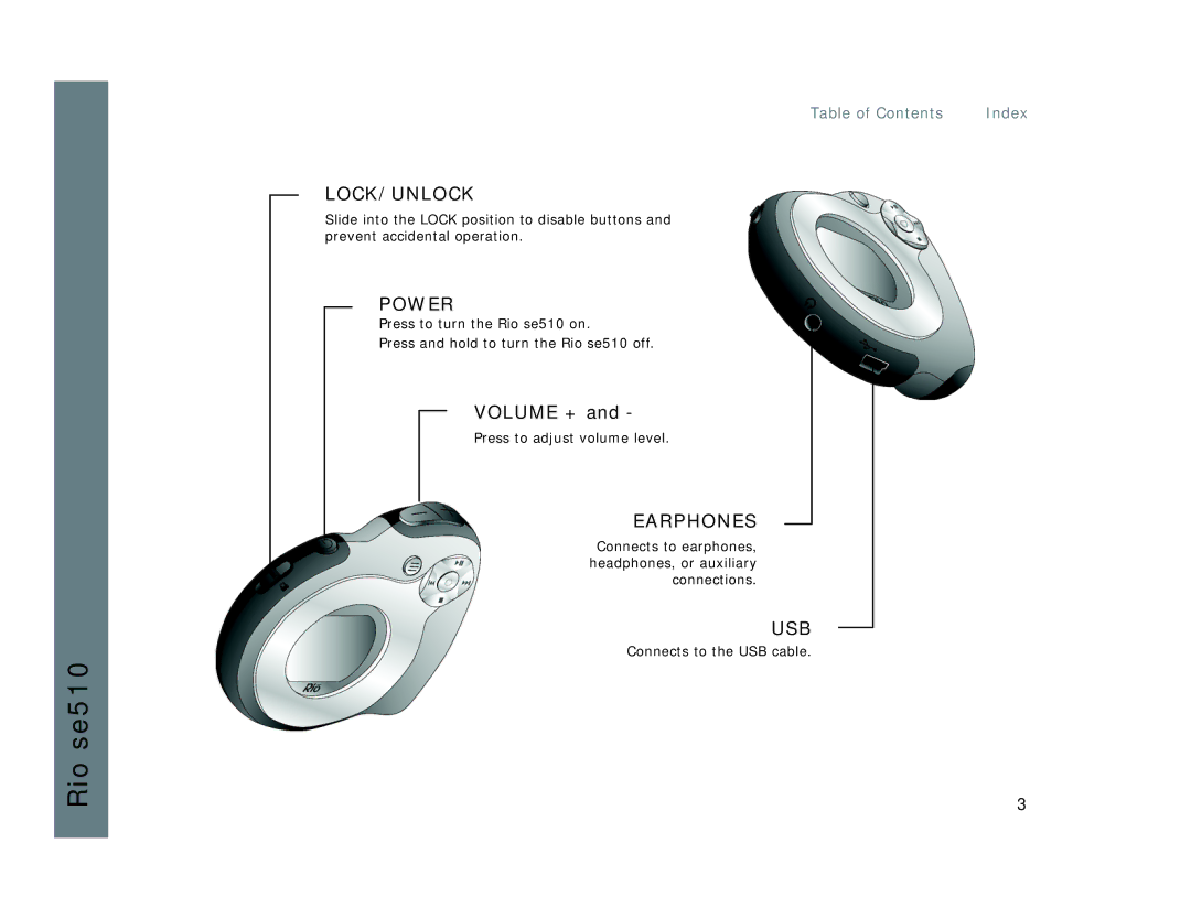 Rio Audio SE510 manual Earphones 