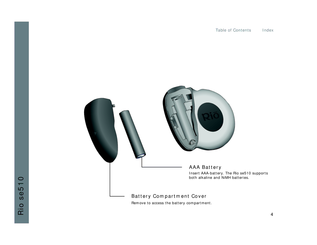 Rio Audio SE510 manual AAA Battery 