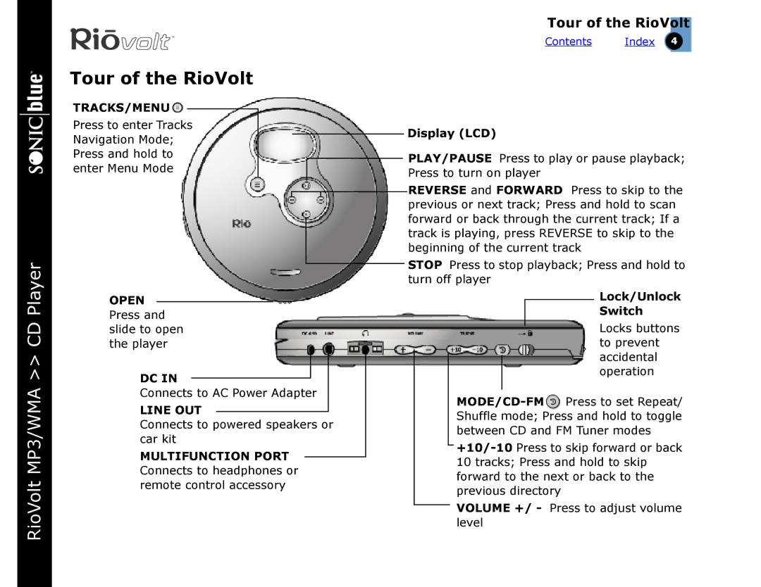 Rio Audio SP350 warranty Tour of the RioVolt, Display LCD 