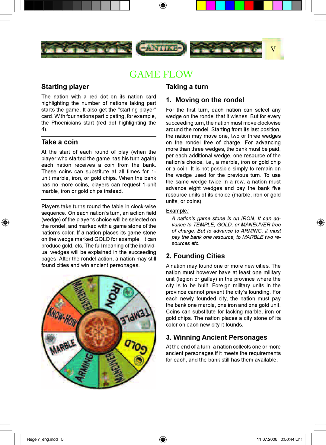 Rio Grande Games 19 manual Game Flow, Starting player 