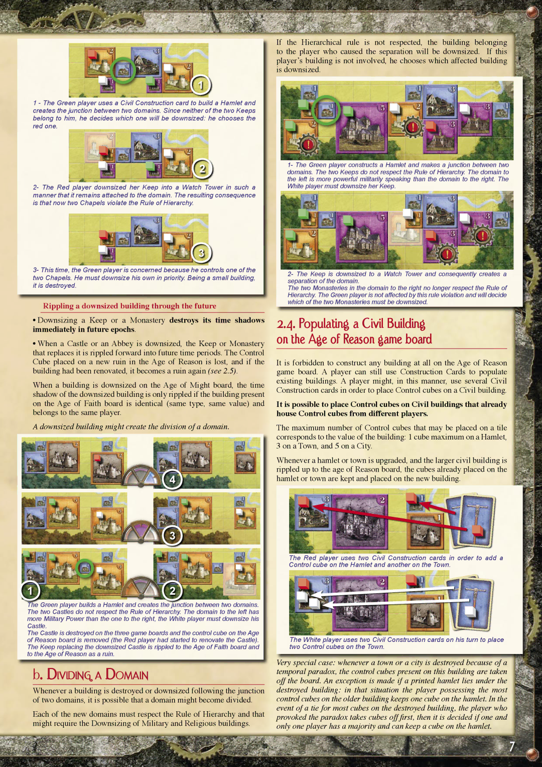 Rio Grande Games 222 manual Dividing a Domain, Populating a Civil Building on the Age of Reason game board 