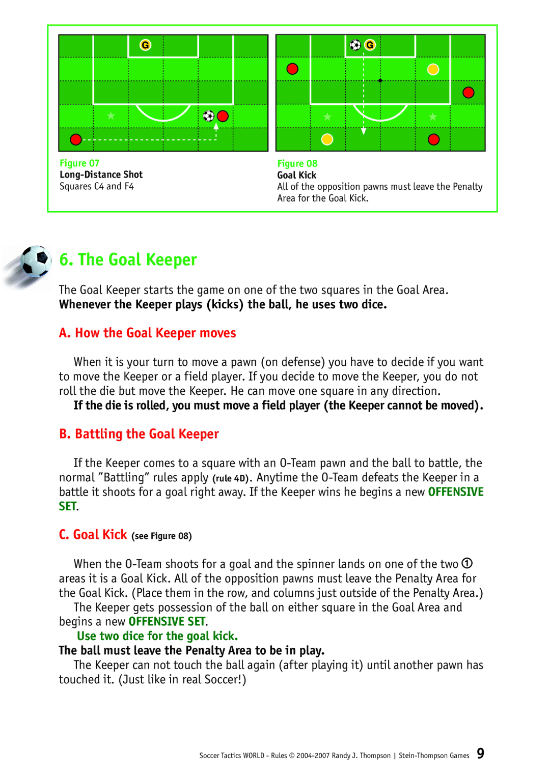 Rio Grande Games 248 manual How the Goal Keeper moves, Battling the Goal Keeper 