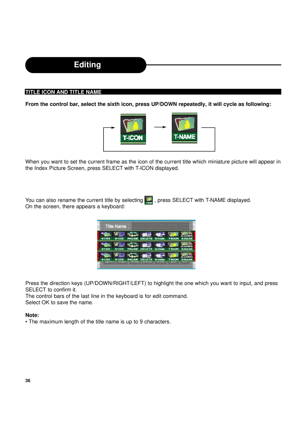 Ritek Yakumo DVD Record MasterXL DVD+RW Recorder/Player manual Title Icon and Title Name 