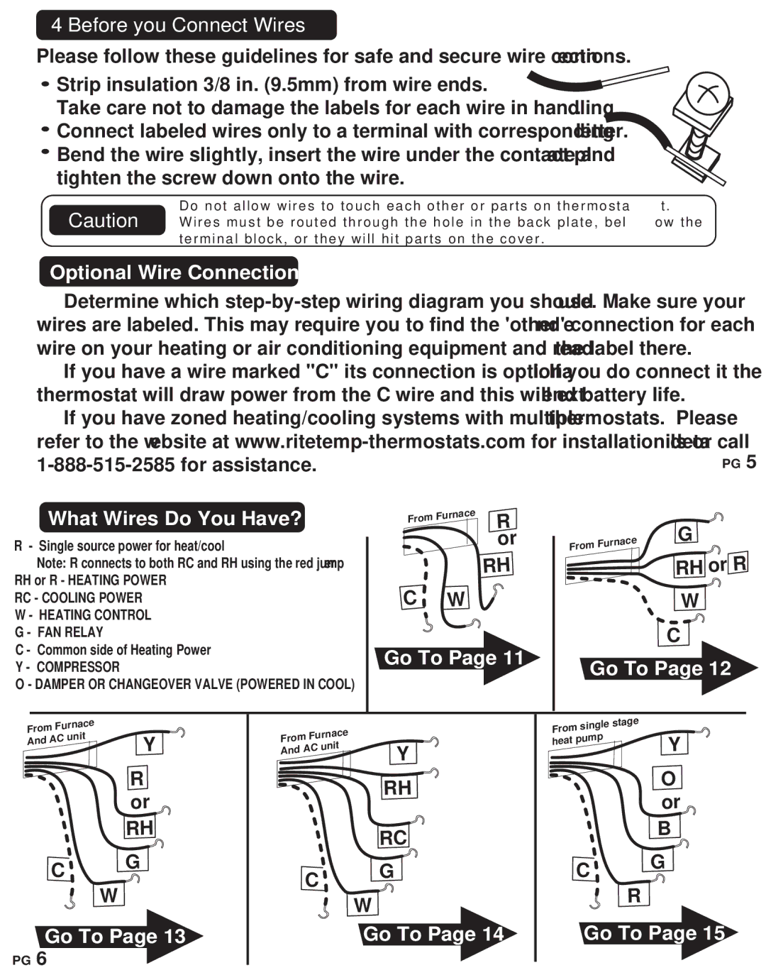 ritetemp 401-014 manual Before you Connect Wires, Optional Wire Connections 