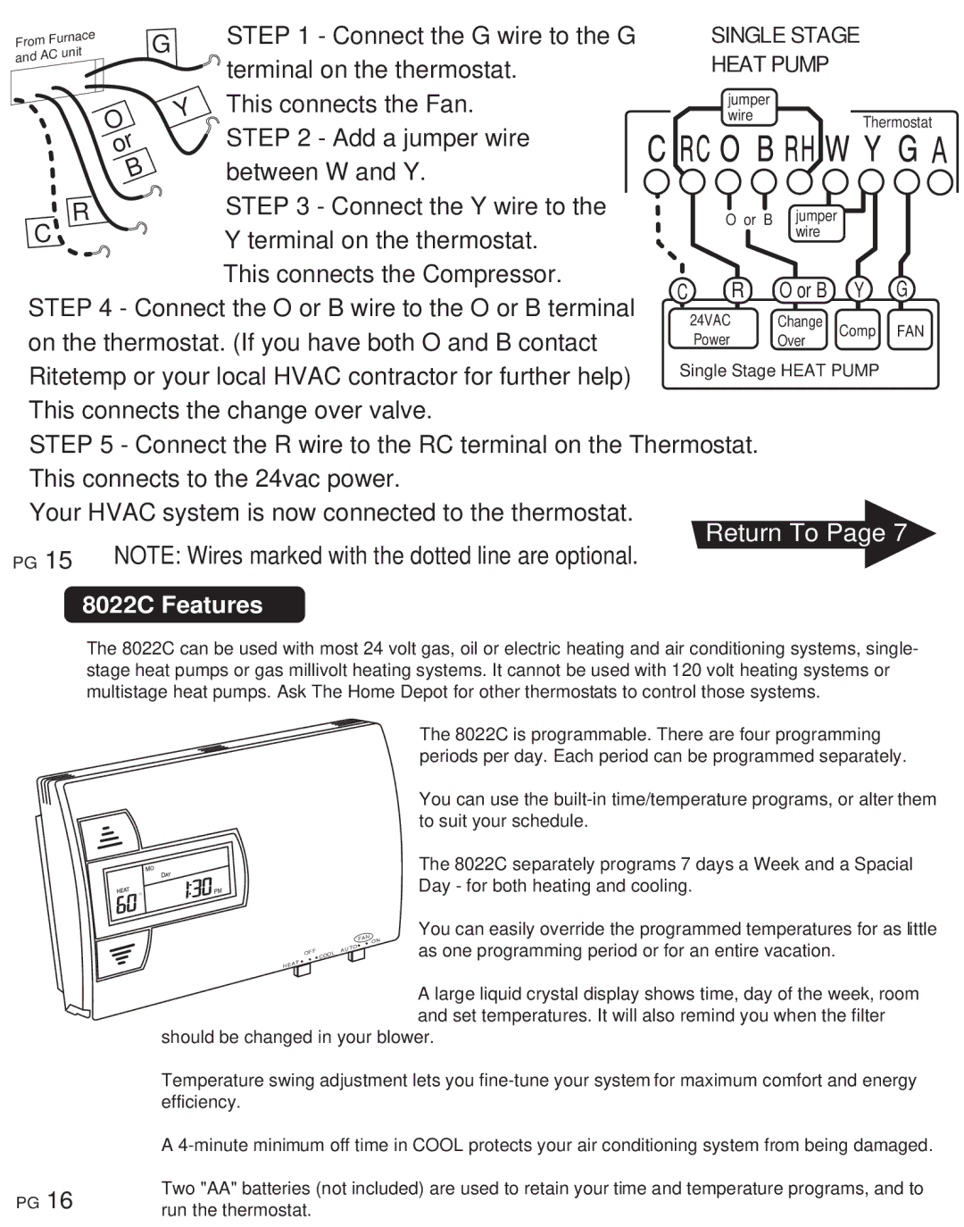 ritetemp 401-014 manual 8022C Features, Should be changed in your blower 