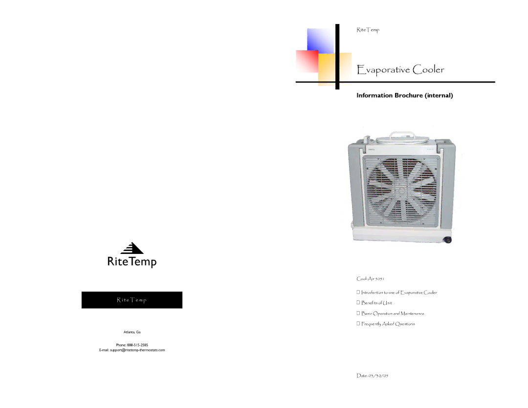 ritetemp 5051 brochure Evaporative Cooler, RiteTemp 