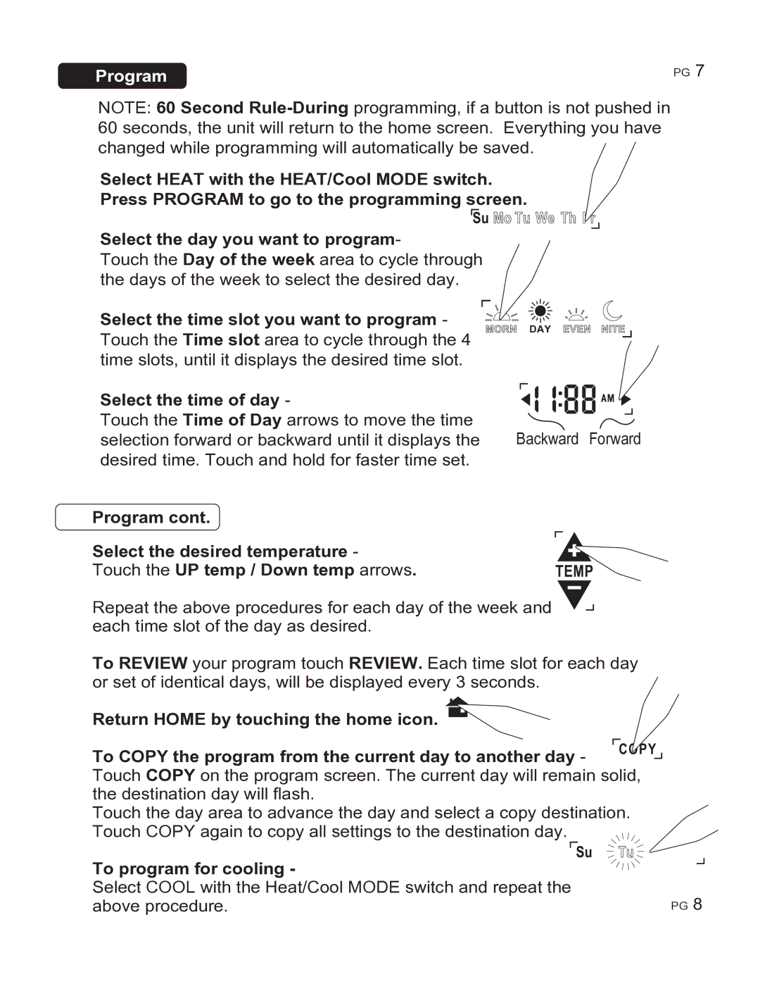 ritetemp 6030 manual Program, To program for cooling 