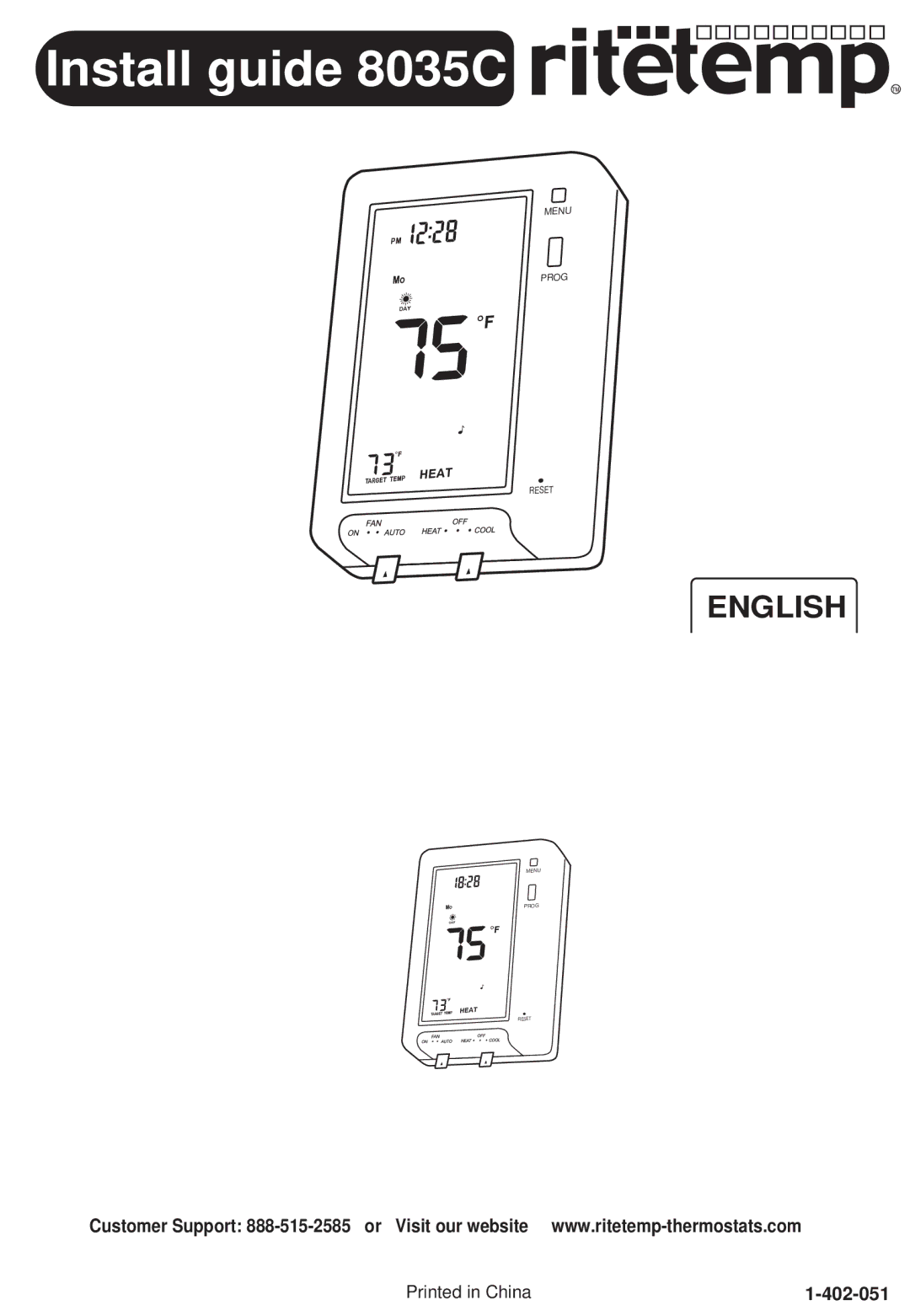 ritetemp manual Install guide 8035C 