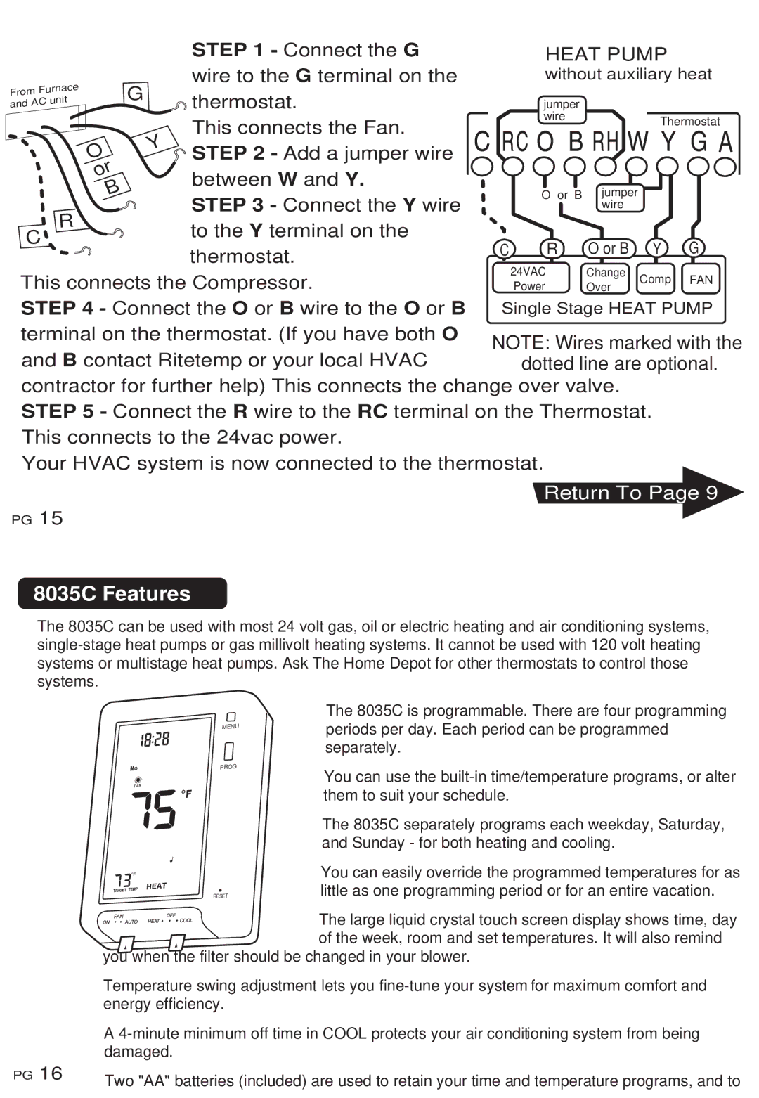 ritetemp manual 8035C Features, This connects the Compressor 